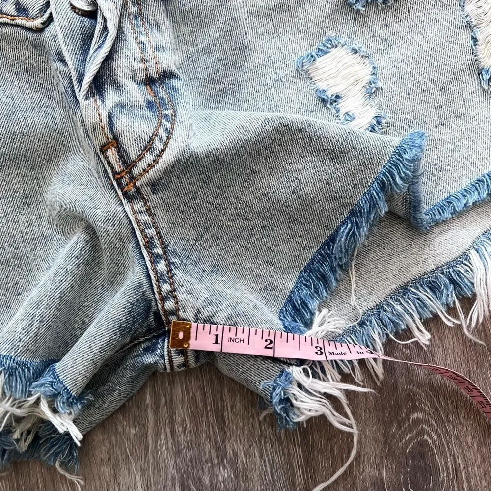 Nwt revice denim melrose shorts cut off fold over‎ button fly women’s size 29 - Picture 3 of 9